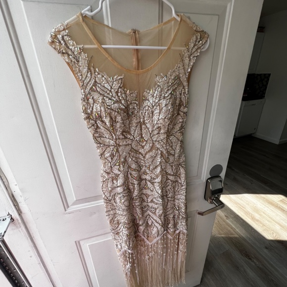 CUSTOM PROM DRESS SHORT BEIGE - Picture 3 of 4